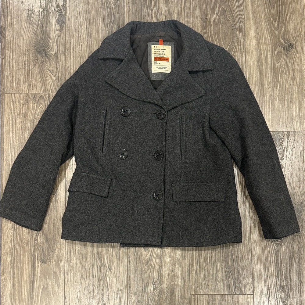 Abercrombie & Fitch Vintage Y2K Wool Blend Gray Peacoat